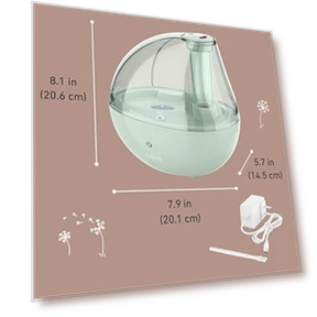 Ultrasonic Cool Mist Humidifier & Soft Glow Night Light — Air Moisturizers, Pure Enrichment