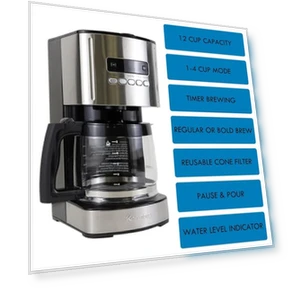 Drip Coffee Maker - 12 Cup Programmable Cafe Machine — Coffee Makers, Kenmore