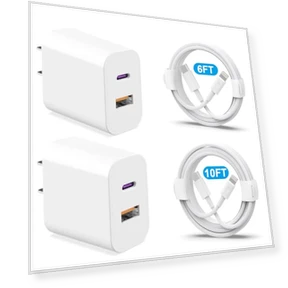 Dual Port Fast Charger Block 2-Pack with Cables — Chargers, YYDBS