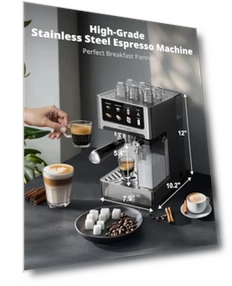 20 Bar Espresso Machine with Automatic Milk Frother — Coffee & Espresso Combos, AIRMSEN