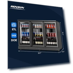 Commercial Back Bar Cooler with 3 Doors — Drink Coolers, ROVSUN