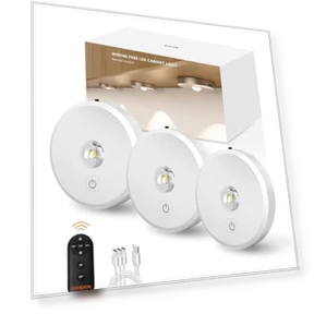 Cordless Puck Lights with Remote Control — Tap Lights, MICLIONLED