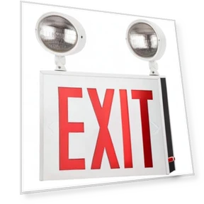 LED Steel Exit Sign Combo — Emergency Fixtures, Sunlite