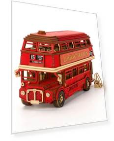 3D Wooden London Sightseeing Bus Model Kit — Educational, Robotime