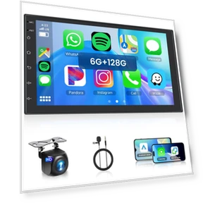 7-inch Touchscreen Car Audio with Wireless CarPlay and Android Auto — Stereo Receivers, Kayomart
