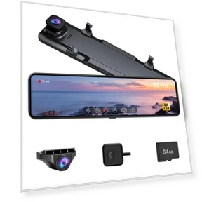 Super Large Front and Rear Mirror Dash Cam — Rearview Cameras for Cars, SAMURAI STYLE