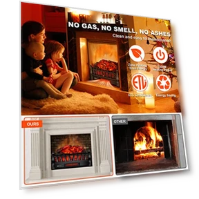 Electric Fireplace Logs Inserts Heater — Portable Heating Solutions, Alpaca