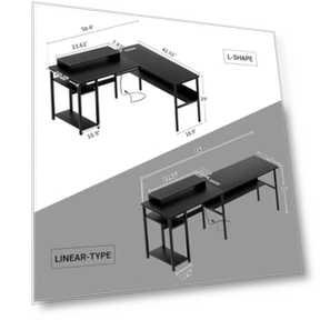Reversible L Shaped Desk with Power Outlets and Smart LED Light — Workspace Solutions, Unikito