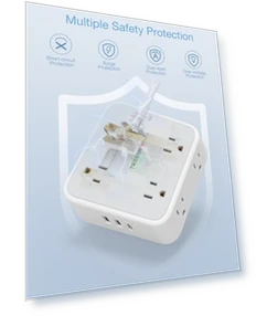 Flat Plug Power Strip Surge Protector — Power Solutions & Surge Protection, TESSAN