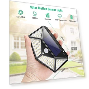 100-LED Solar Wall Light — Outdoor Security & Flood Lighting, Global Finds
