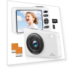 64MP FHD Dual Lens Autofocus Point and Shoot Digital Camera — Compact Digital Cameras, TZZPL
