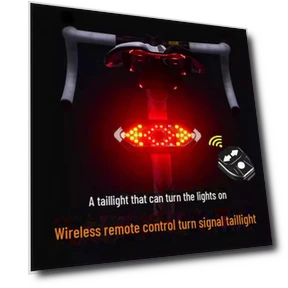 USB Rechargeable Bicycle Rear Light with Turn Signal and Wireless Remote Control — Bike Headlights, AI Supermarket