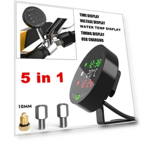 Motorcycle Water Temp Gauge with USB Charging — Water & Oil Temperature, Tautoparts