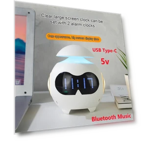 Cute Robot Digital Alarm Clock with Mood Lighting — Alarm, Daily necessities-V