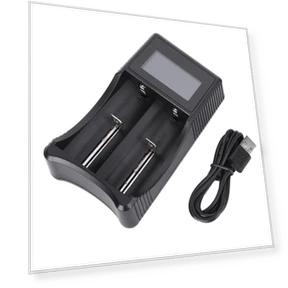 Portable Travel LCD Smart Display USB Double Slot Charging Battery Charger — Holders, Koogeelife