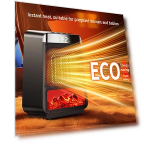 Silent Energy-Saving PTC Electric Heater with 3D Dynamic Flame — Portable Heating Solutions, Perfect choice for your home