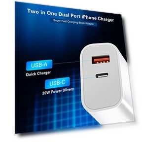 Dual Port Fast Charger with 10FT USB-C to Lightning Cable — Chargers, Shenzhen Liuri Technology Co.,Ltd.