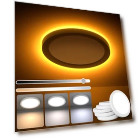 LED Flush Mount Ceiling Fixture with Night Light — Overhead Lighting, JTT