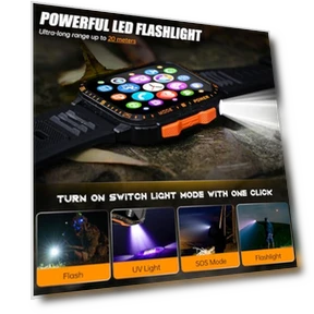 Military Smart Watch with LED Flashlight/UV Light — Smartwatches, LaNikar