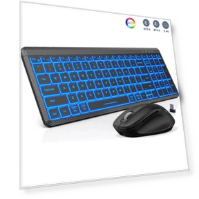 Silent Wireless Keyboard and Mouse with RGB Backlight — Keyboards, SeenDa