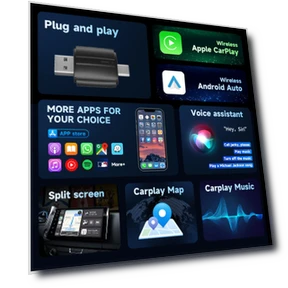 Wireless Carplay Adapter for Android iPhone Auto 2 in 1 — Stereo Receivers, Auto Home Solutions