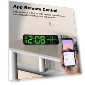 Digital Clock Thermometer with App Control — Home Climate Control, Hello Garden