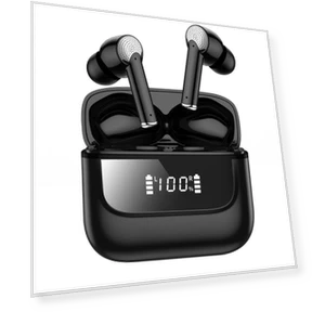 Bluetooth 5.4 Wireless Earbuds with LED Display — Wireless Headsets for Powersports, Junmaocun