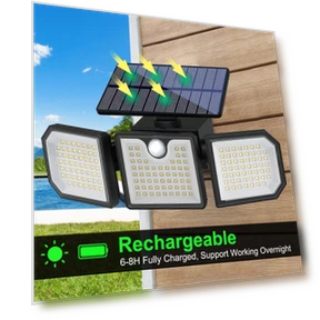 Outdoor Induction Spotlight with Three Heads on Solar Battery — Garden Illumination, Smarter than future