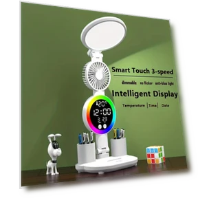 Multifunctional LED Desk Lamp with 3-Speed Touch Fan — Desk Lamps, E-homekit