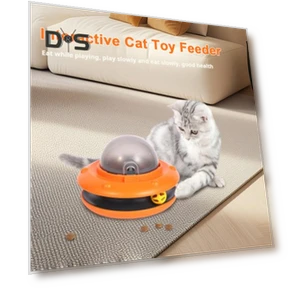 Interactive UFO-Shaped Slow Feeder with Ball Track — Slow Feed, Kitty Cat House