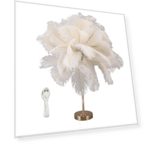 Feather Table Lamp with 3-Color Touch Switch — Desk & Table Lighting, GoolRC