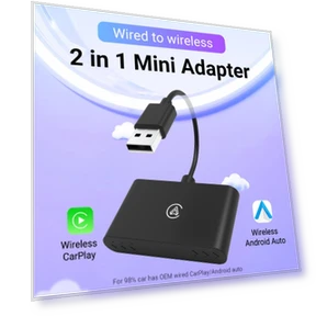Wireless Carplay Android Auto AI Mini Box Adapter — Stereo Receivers, ZoomSpark