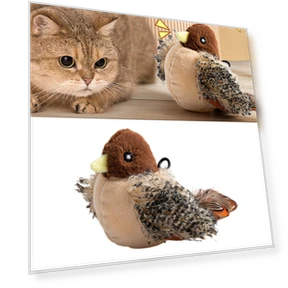 Realistic Plush Bird Toy with Sound — Cat Playthings, Three Body