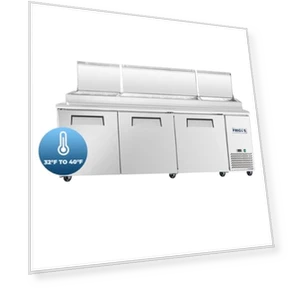 3 Door Refrigerated Pizza Prep Table — Drink Coolers, Frigos