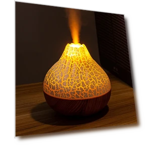 Compact Humidifier Volcano with Wood Texture — Air Moisturizers, Super Case