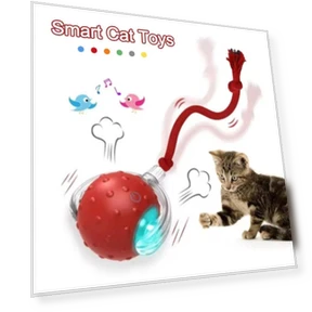Automatic Smart Cat Toys Fast Rolling Imitate Mouse Tail Dog Cat Training Ball with Bird Sounds Indoor Playing — Cat Playthings, DC-HOME-4