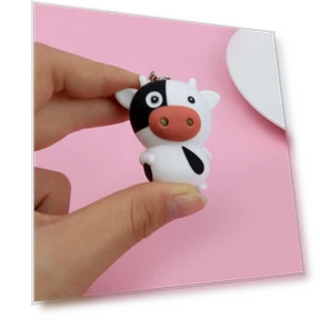 Mini Touch Design Cow Voice LED Fluorescent Keychain — Keychains, fujiannanandao