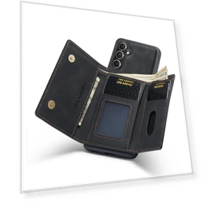 PU Leather Coated PC+TPU Kickstand Cover Magnetic Detachable Wallet Phone Case — Flip Cases, Smartwatch 2025