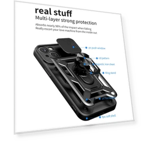 Slide Camera Cover Hard PC+TPU Ring Kickstand Phone Shell Case — Phone Accessories, Smartwatch 2025