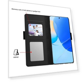 Case Mirror Design PU Leather Cover with Card Holder — Flip Cases, Smartwatch 2025