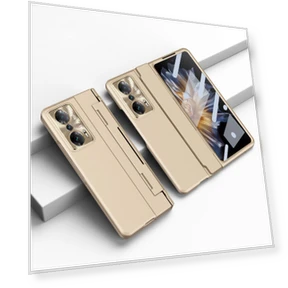 Hinge Protection PC Phone Case with Tempered Glass Screen Film — Screen Protectors, Smartwatch 2025