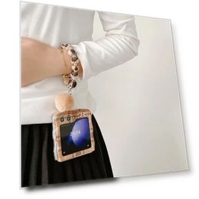 IMD Plaid Bowknot Pattern TPU Cover with Plush Hand Strap — Phone Accessories, Smartwatch 2025