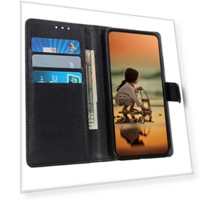 Litchi Texture PU Leather Folio Flip Case Wallet Viewing Stand Phone Cover — Phone Accessories, Smartwatch 2025