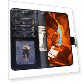 Zipper Pocket PU Leather Wallet Stand Cover with Strap — Phone Accessories, Smartwatch 2025