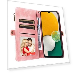 Zipper Pocket Wallet Stand Leather Phone Case with Strap — Phone Accessories, Smartwatch 2025