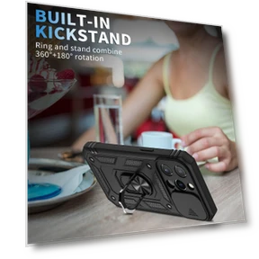 Built-in Kickstand Sliding Camera Cover Phone Case Protector with Card Slot — Screen Protectors, Smartwatch 2025