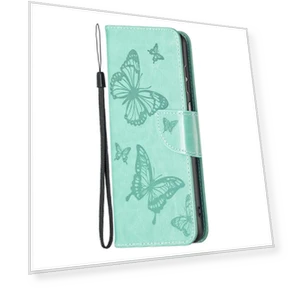 Butterfly Imprinted PU Leather+TPU Phone Case Wallet Stand Cover with Wrist Strap — Phone Accessories, Smartwatch 2025