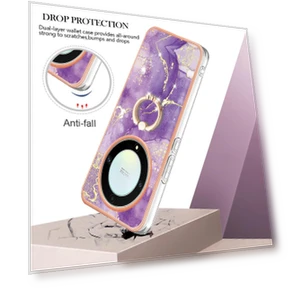 Case with Ring Kickstand Marble Pattern Electroplating TPU Back Cover — Smartwatch Protectors, Smartwatch 2025