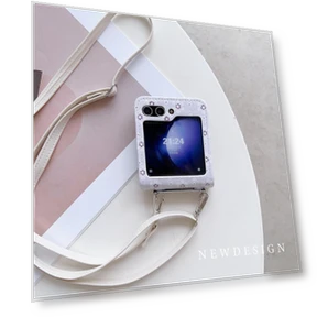Flower Pattern Leather+PC Folding Phone Cover with Crossbody Strap — Flip Cases, Smartwatch 2025