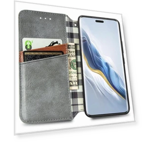 PU Leather Case Rhombus Imprint Wallet Stand Phone Cover — Flip Cases, Smartwatch 2025